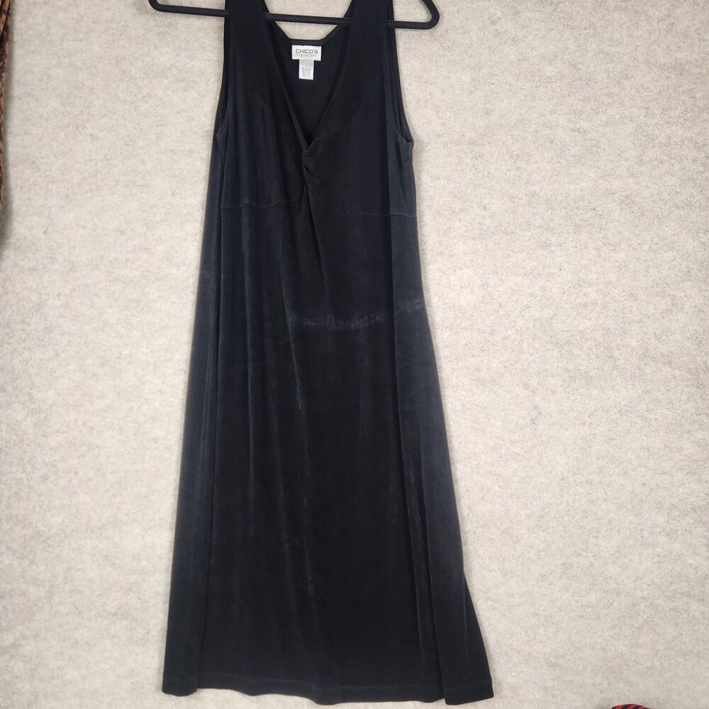 Chico's Travelers Women's Black Knit Midi Dress Size L-2 Minimalist Goth Retro